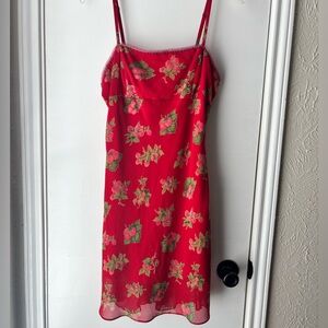 Vintage Betsy Johnson berry Red Slip Dress
